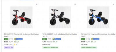 Toyshoppee Tricycles up to 80% off | Starts Rs.740