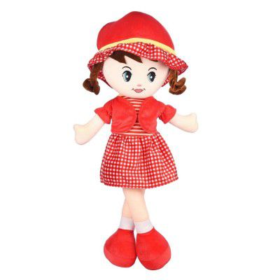 TOYTALES Winky Doll for Girls | Premium Plush Soft Stuffed Doll Toy | 60 cm Red