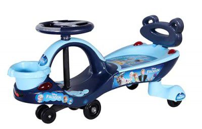 Toyzone Eco Frozen Magic Car | Swing Car | Ride-on with Front Basket | Light & Music | Elegant Design with backrest | Non Battery Operated Ride On | Make in India