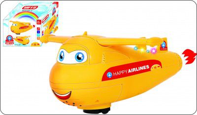 TOYZONE Happy Airlines Bump N Go-20813 Electronic Toy | Bump-n-Go Movement | Battery Operated Toy | Light & Music | Bump N go Action | Aeroplan Toy for Kids | for Kids Age 12+ Months