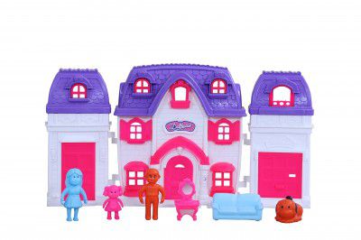 Toyzone Vivi Disney Frozen Doll House | BPA Free Plastic | Multicolor | Made in India | 3dolls and 1 Pet Dog
