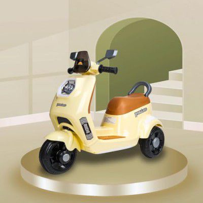 Toyzone Wizard Electric Scooty | Rechargeable Scooty 6V for Kids 2+ Years (Ivory)
