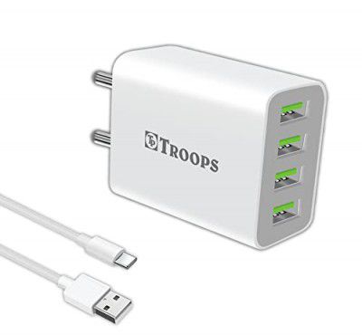 TP TROOPS 4 Ports USB Charger, 4.1A USB Wall Charger Phone Adapter Compatible mtr Type C USB Cable Included)