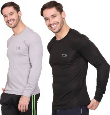 TQH  Pack of 2 Men Solid Round Neck Black, Grey T-Shirt