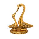 TR7 Metal Swan Set Statue Pair of Kissing Duck Decorative Showpiece Hans Ka Joda (Golden - 15x14x9 cm)...