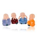 TR7 Monks Set 4 Small Size Cute Baby Monk Buddha Idols Statues Showpiece for Car Dashboard Home Décor Decoration & Gifting Purpose - Multicolor...