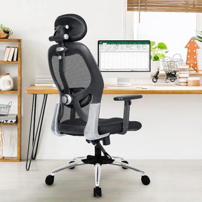 Trade Craft High Back Mesh Ergonomic Office Chair for Work from Home with Adjustable Headrest Study (TC 07)