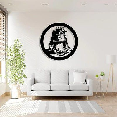Trademubara Lord Shiva 3D Metal Wall Art Decor Modern Art with Matte Finish - Scratch & Rust Free | Wall Hanging for Living | Bed Room | Office Balcony and Gallery- Black (45 cm 18 inches 1.5 feet)