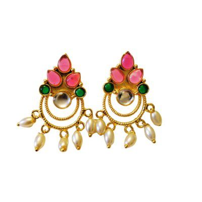 Traditional Gold-Plated Meenakari Earrings