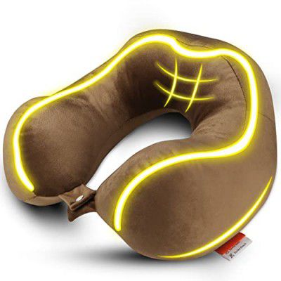 Trajectory Travel Neck Pillow Rest Cushion for Travel in Plane Flight Car Train Airplane with 2 Years Warranty for Sleeping for Men and Women (Innovative Pillow Brown)