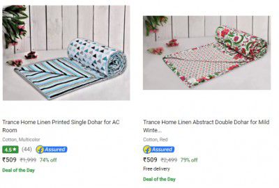 Trance Home Linen Blankets (Dohar) Upto 79% OFF