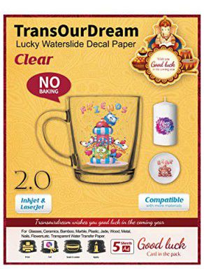 TransOurDream Clear 2.0 WaterSlide Decal Paper for Inkjet & Laserjet Printer (5 Sheets, A4)