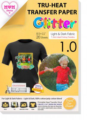 TransOurDream Glitter Iron on Heat Transfer Paper for T Shirts