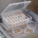 Transparent Jewellery & Accessories Storage Box with Removable Compartments - Multi-Grid Plastic Organizer Case for Earrings, Beads, Rings, Craft Supplies and Small Items Storage (30 box)...