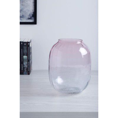 TREASURES by Shoppers Stop Glass Fluted Glass Vase Big - Pink