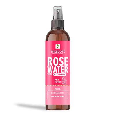 TREEDOTS Pure and Natural Rose Water Face Toner/Skin Toner/ Makeup Remover for Men & Women| Suitable for All Skin Types (Free from Artificial Fragrance & Alcohol) ( 200 ml)