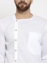 TREEMODA Men Pure Cotton White Solid Angrakha Kurta...
