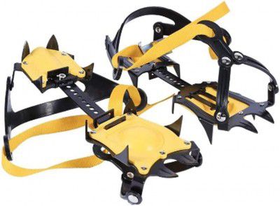 TrekEaze 10-Tooth Stainless Steel Crampons, Ice Traction Cleats Comfortable Non-Slip Mat Ice Traction Cleats are Suitable for Climbing, and Hiking (Color: Yellow)