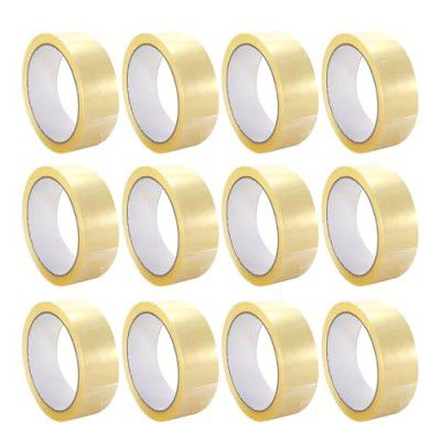TRENDIKRAFT 2 inch X 65 meter Pack of 12 Transparent BOPP Packing Clear Cello Tape Self Adhesive