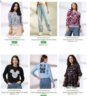 Trends Select Women Clothing Upto 70% Off