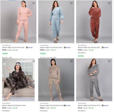 Trendverse Women's Night Suits Start Rs.383