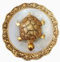 Trendy Crafts Metal Feng Shui Tortoise On Plate Showpiece (Golden, Diameter:5.5 Inch)...