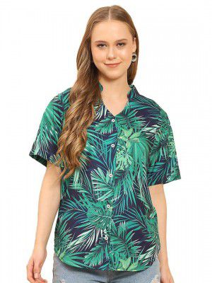 Trendy Queen Printed Straight Mandarin Neck Shirt for Women's | Tops for Woman Shirts | Shirt for Women Stylish Western (SD775_S)