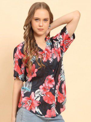 Trendy Queen Women's Printed Straight Mandarin Neck Shirts