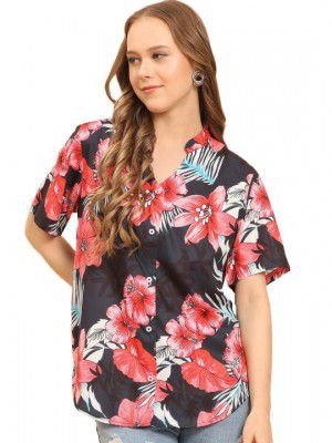 Trendy Queen Women's Printed Straight Mandarin Neck Shirt for Women's | Tops for Woman Shirts | Shirt for Women Stylish Western (SD772_S)