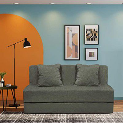 TRENDY VIBES Sofa Cum Bed | 1 Seater | Sofa Bed 3X6 Feet, Foldable Bed Cums Sofa with Cushion Jute Fabric for Living Room Color Grey