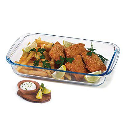 Treo By Milton 1600 Ovensafe Rectangle Borosilicate Glass Dish - 1600 ml, Transparent | Microwave Safe | OTG Safe | Freezer Safe | Dishwasher Safe