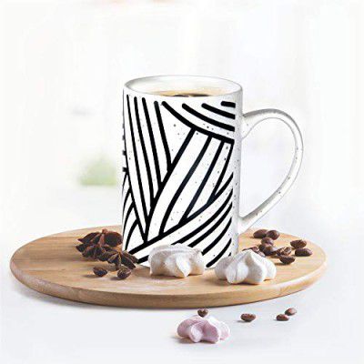 Treo by Milton Artisan Ceramic Mug, 1 Piece, 400 ml, Zebra Strips | Coffee Mug | Tea | Milk | Smoothies | Dishwasher Safe | Microwave Safe