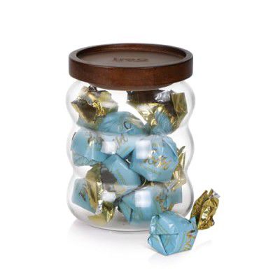Treo by Milton Belly Storage Jar With Wooden lid, 500 ml, Transparent