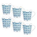 Treo by Milton Earthen Art Ceramic Mug, Set of 6, 210 ml, Blue Lines...