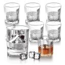 Treo by Milton Ecstasy On The Rocks Set of 7 Pieces (1 - Ice Pail; 6 - Tumbler, 330 ml Each), Glass, Transparent | Glass Ice Bucket | Wine | Home | Restaurants | Easy to Clean...