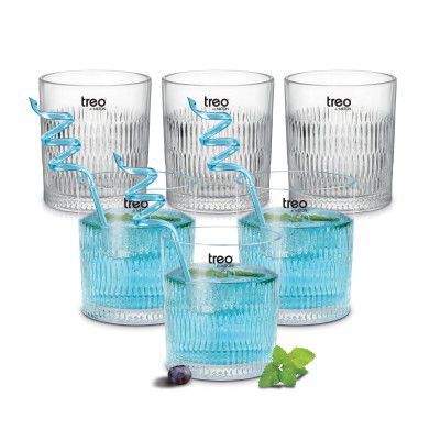 Treo by Milton Elix Juice Tumbler I Premium Glass Set of 6 for Water, Cold Drink I Perfect for Home, Restaurants and Parties. 230 ml
