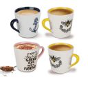 Treo by Milton Fido Coffee Mugs, 4 Pieces, 200 ml Each, Ceramic Mugs...