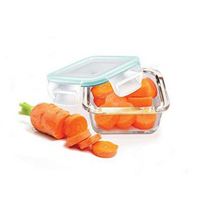 Treo by Milton Hi Borosilicate Clip Fresh Glass Storage Square Container, 160 ml