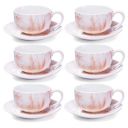 Treo by Milton Marble Cup and Saucer Set of 12, Marble Brown | Tea | Coffee | Milk | Hot Chocolate | Latte | Cappuccino | Mocha | Espresso...
