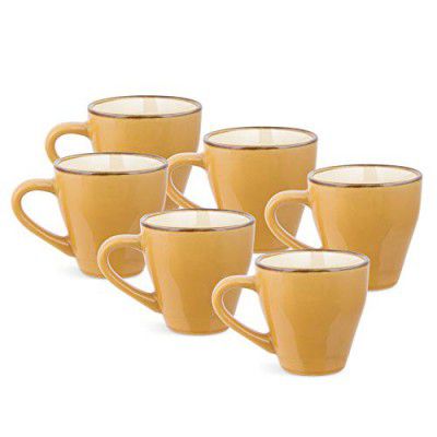 Treo by Milton Nano Y Ceramic Mug - Set of 6, 95 ml, Tea Yellow