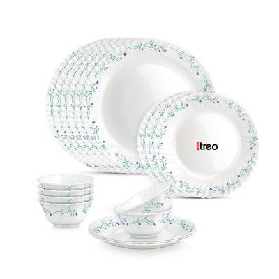 Treo by Milton Opalware Aurelia Murel Dinner Set of 18 | Serving for 6