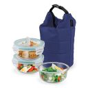 Treo by Milton Swag Borosilicate Round Tiffin Box, 380 ml, Set of 3, Blue Jacket (Glass)...
