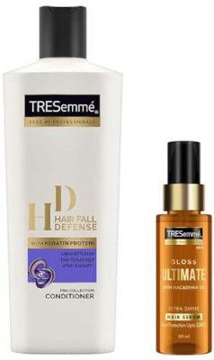 TRESemme Gloss Ultimate Ultra Shine Hair Serum - 50ml with Macadamia Oil & Vitamin E & Tresemme Hair Fall Defence -190 ml Combo