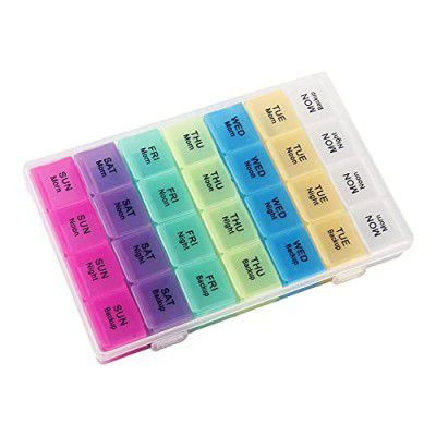 Trezop Pill Medicine Organizer Reminder Storage Box 7-Day Medicine planner Pill Organizer, Weekly Pill Organizer, 4 Times A Day Color-Coded, Pack of 1