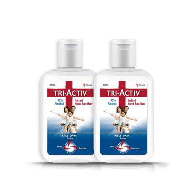 Tri-Activ 72% Alcohol Based Instant Hand Sanitizer - 250 ml (Pack of 2)