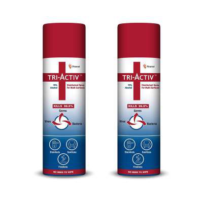 Tri-Activ Disinfectant Spray for Multi-Surfaces | 70% Alcohol Based - 230 ml – Pack of 2