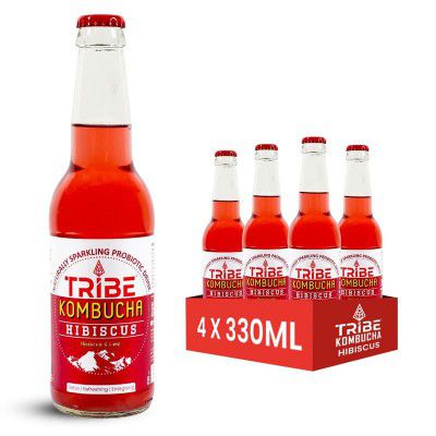 Tribe Kombucha Naturally Sparkling Herbal Tea | Probiotic Super Drink |Gut Friendly | Gluten free | Antioxidant and Hydration | Pack of 4 |330 ML