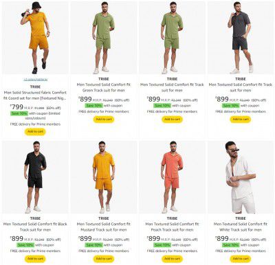 TRIBE Men's Cords Set Starts at @719 + 10% Off Coupon