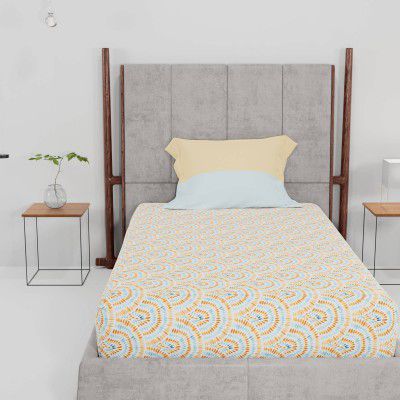 Trident 144 Thread Count 100% Cotton Bedsheet, Single Size, Deja Vu Blue