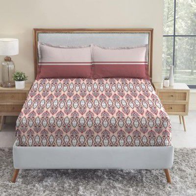 Trident Bedsheet Set - Urban Comfort Collection, 100% Cotton Bedsheet for Double Bed (1 Queen Size Bedsheet with 2 Pillow Covers) Superior Softness, 144 Thread Count - Delicate Blush